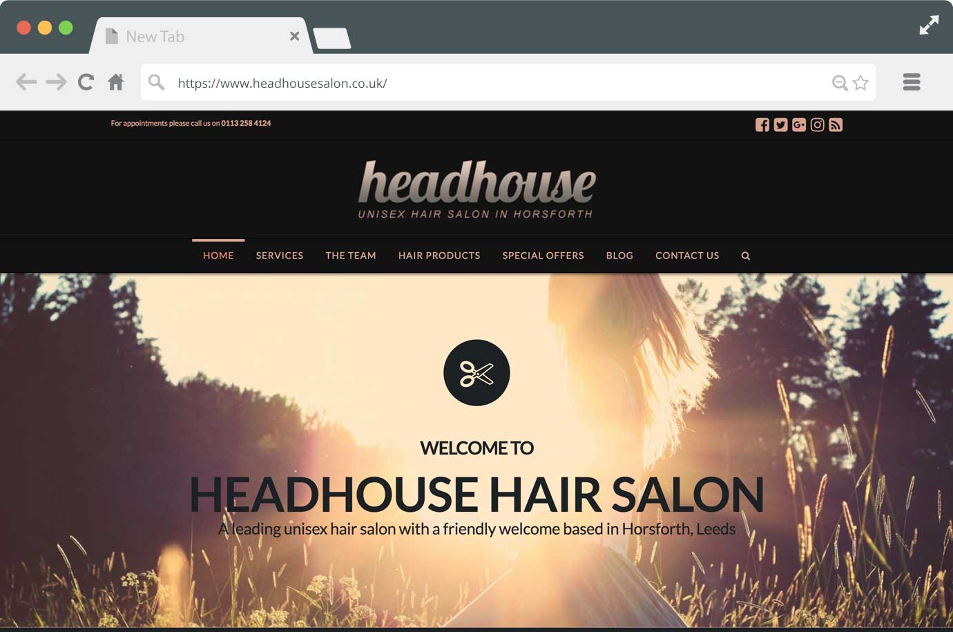 Headhouse Hair Salon website