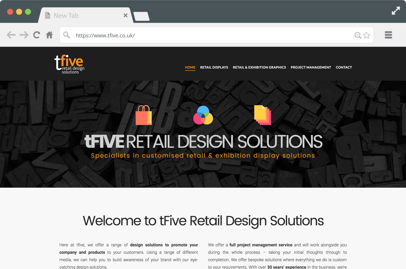 TFive Retail Design Solutions website