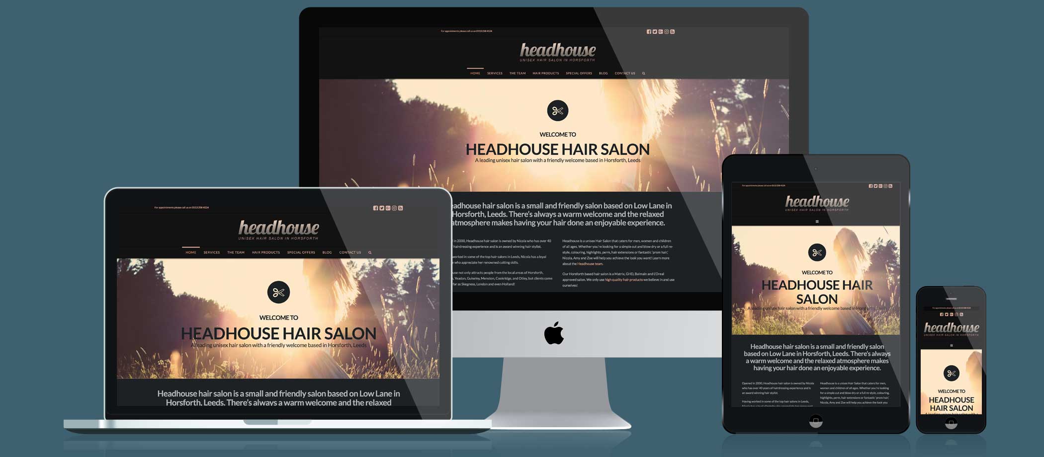 Headhouse Hair Salon website responsive displays
