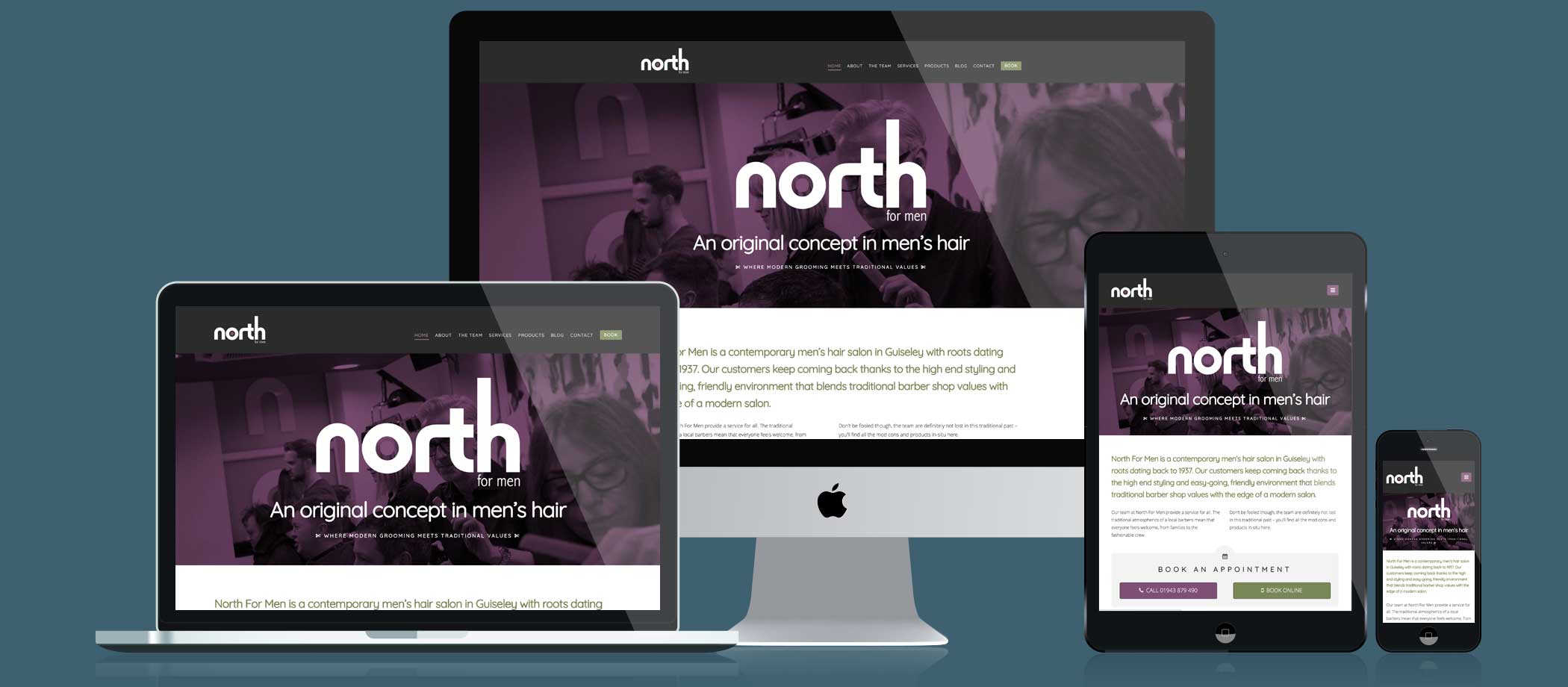 North For Men website responsive displays