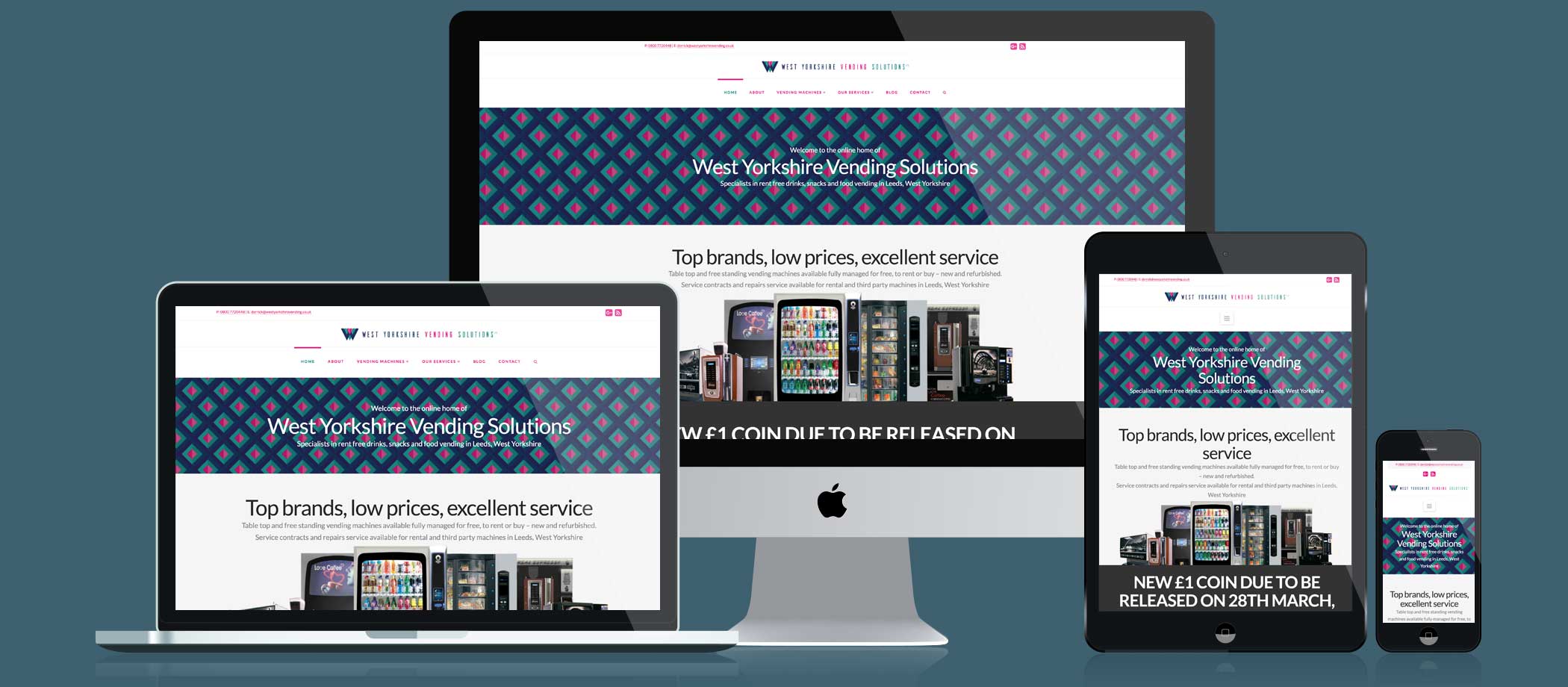 West Yorkshire Vending Solutions Website responsive displays